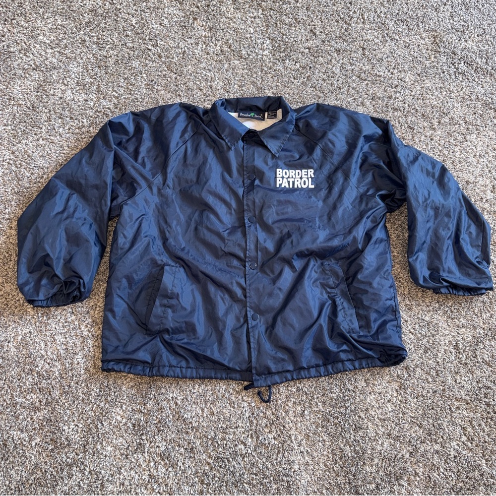 Men’s Large Customs Border Patrol CBP Navy Blue Windbreaker Jacket